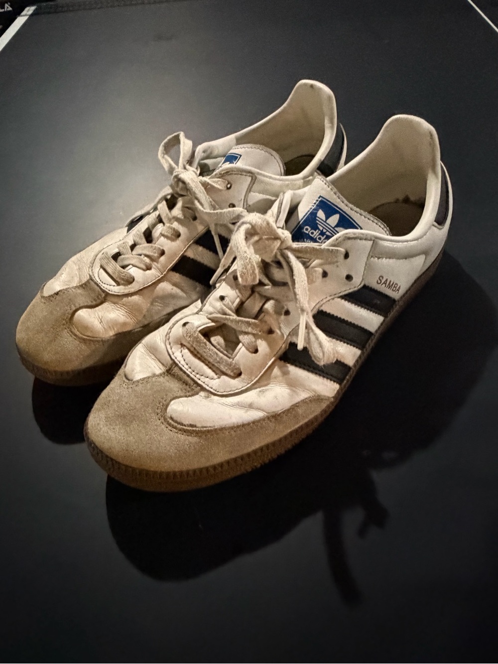 adidas Samba Sneakers in White and Black with Gum Sole